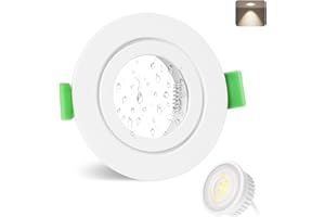 YindaLux 1x Foco empotrable LED 230V 5W 550LM IP65 Spot de techo 4000K Luz neutra Spot LED Taladro 68mm Luz empotrada Plana GU10 Spots empotrable para Baño Salón Blanco, No regulable