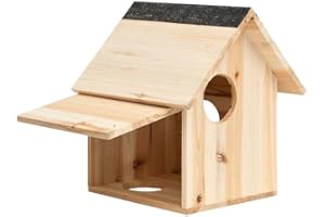 vidaXL Casa para Ardillas Animales Pequeños Estación Comida Alimentación Comedero Balcón Jardín Patio Terraza Decoración Madera Maciza de Abeto