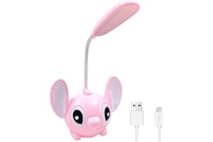 PQKL-party Lampe Stitch,Stitch Lampe de Bureau Enfant,22cm Stitch Lampe Bureau,Veilleuse Stitch,Lampe de Bureau Enfant,Multifonction Stitch Lampe LED, Cadeaux de Fans（rose）