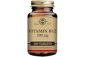 Solgar Vitamin 100 µg B12 Tablets - Pack of 100 - Easy to take form - For healthy nervous system, heart and mind - Red Blood Cell Formation - Vegan