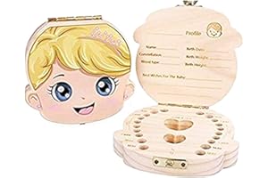 LOVELEGIS Porte dent de lait - fille - boîte en bois - écriture - photo couleur - blonde - idée cadeau pour Noël et anniversaire