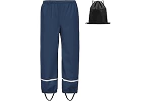 BSBUY Pantalones de Lluvia para Bebés, Pantalones Impermeables Niños con Tiras Reflectantes, Ropa Impermeable para Unisex, Correa de Hombro Ajustable, Transpirable y Ligera