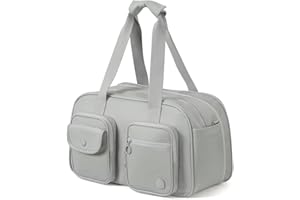 AJI Reisetasche Damen Herren, Sporttasche mit Abnehmbar Nassfach, Erweiterbar Travel Bag 22L, Wasserabweisende Gym Tasche Trainingstasche für Fitness, Schwimmen, Schule, Shopping (Grau)