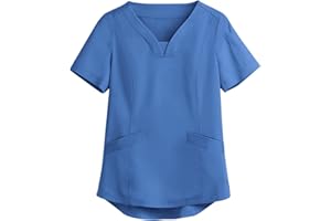 BSJJ Scrub Top,Women's Workwear Tops Stretch Mock Wrap Shirt Short Sleeve V-Neck Mock Wrap Top Working Uniform Comfortable Loose Women Shirt