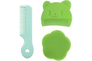 DWFEYOI Spazzola da Bagno 3 Pezzi Pettine Neonato - Pettine Crosta Lattea in Silicone per Massaggio Cuoio Capelluto, Spazzola per Bambini (B)
