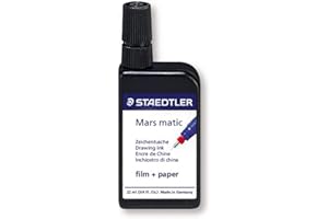 STAEDTLER 745 M2-9. Tinta china Mars Matic M2 bi-soporte papel vegetal y poliéster. Frasco 22 ml, color negro intenso