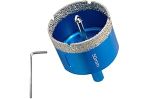 Teronbeta Punte per Trapano Diamantate 50 mm con Punte Guida di Centraggio, professionale Vacuum Brasato Sega a Tazza Diamantata per piastrelle, porcellana, vetro, marmo e ceramica