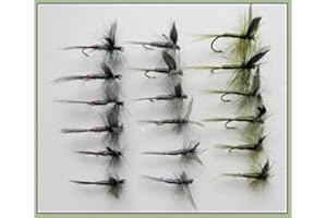 TROUTFLIESUK Dry Trout Fishing Flies, 18 Blue Dun, Olive Dun & Iron Blue Dun, Choice