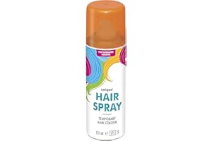 PARTY BUZ WE VALUE YOUR TRUST Temporary Hair Color Spray Wash Out Washable Party Fancy Dress Up Accessories Party Halloween Hairspray 133ml (1, Orange HairSpray)