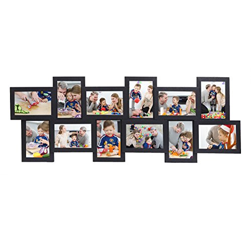 Songmics Bilderrahmen Collage für 12 Fotos je 10 x 15 cm Fotorahmen aus MDF-Platten schwarz RPF22H