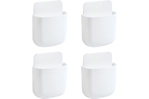 ZSRVAJ 4Pcs Remote Control Holder, TV Remote Holder Remote Control Holder for Sofa, Remote Control Holder Wall Mounted,White Remote Holder Wall Storage Box for Home Office Bedroom Container