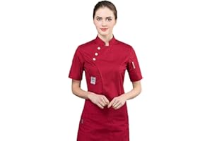 Jitong Giacche da Chef Uomo Camici da Lavoro Manica Corta Giacca Cuoco Estiva Giacca Pizzaiolo Confortevole