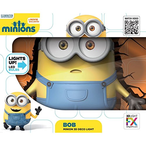 Minions Bob Wandlampe 3D Light FX LED Kinderlampe -Nachtlicht für kinder mit automatische Abschaltung und wandaufkleber - 3