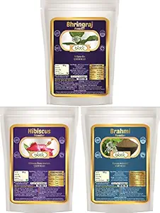 Biotic Natural Brahmi, Bhringraj, Hibiscus Powder - 300 gms (100 gms Each)