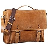 Vintage Leder Aktentasche 'Alfred': aufsteckbar und für 17 Zoll Laptops geeignet - ideal auch als Lehrertasche / Schultasche / Businesstasche / Arbeitstasche / Bürotasche | Stilvolle, hochwertige und repräsentative Ledertasche vom jungen Markenhersteller STILORD