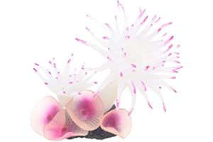 BOENTA ppactvo Plantas Acuario Plantas para Acuario SimulacióN Suave Gel De SíLice AnéMona De Mar Coral DecoracióN Acuario Plantas Artificiales Acuario White,9cm