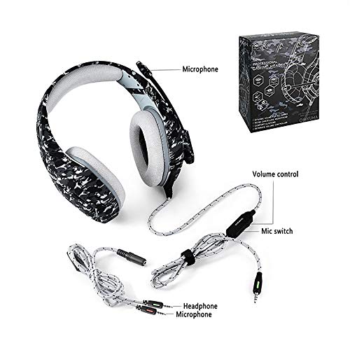 Preisvergleich Produktbild LIJUN Camouflage Headset PS4 Switch-Spiel verdrahtet Headset Mobile Computer-Headset Spiel Kopfhörer,Gray