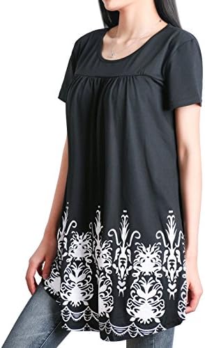 Swing Tunic Tops for Women, DSUK Women's Scoop Neck A-line Hem Cool Design Beautiful Plain Gorgeous Smart Cozy Slender Vocation Lounging Shirt Tops for Holiday Black XX-Large