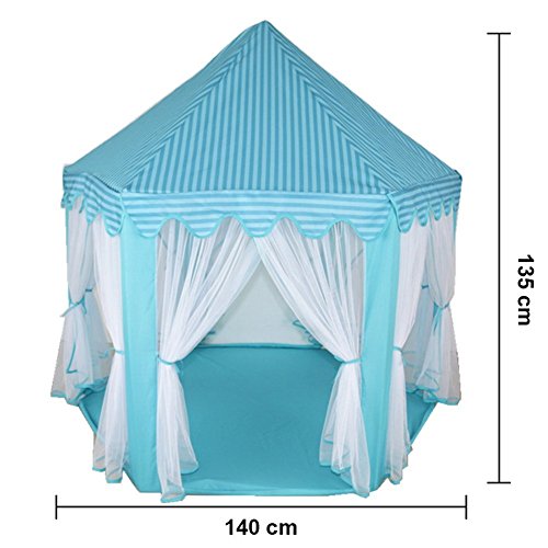 Outdoor Indoor Princess Castle Play Tents,Shayson Large Playhouse Kids For Festival Fairy Princess Castle Tent, Newest Design, Extra Large Room (Blue Tent)
