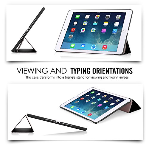 MoKo Hülle für Apple iPad Air 2 – Ultra Slim Kunstleder Schutzhülle Leder Hülle Tasche Ledertasche Etui Smart Case Cover mit Standfunktion Auto Sleep/Wake up Funktion für Apple iPad Air 2/iPad 6, Schwarz - 2