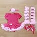 TANZKY® Baby Girls' 4PCs Hot Pink Princess Tutu Dress Leggings Shoes Headband (0~3months)