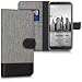 Produktbild kwmobile Hülle für Alcatel 1C - Wallet Case Handy Schutzhülle Kunstleder - Handycover Klapphülle mit Kartenfach und Ständer Grau Schwarz