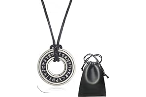 ZFSBRTL Viking Necklace Norse Runes Ring Pendant Jewelry, Stainless Steel Vintage Futhark Symbol Amulet Birthday Gift for Men and Women