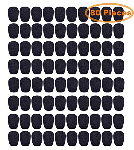 GCOA 80 pezzi Cuffie Microfono Parabrezza - Coperchio in microfibra per bavero, lavalier e microfoni, mini formato, nero