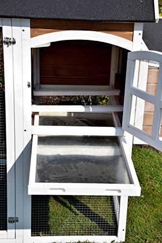 dobar 23034FSC Großer dekorativer Hühnerstall oder Kleintierstall XL mit Freigehege und 3er-Legebox, 180 x 90 x 145 cm, weiß-braun-schwarz - 5