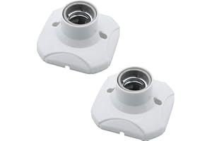 CYUAOAO 2Pcs E27 Light Bulb Socket Holder Screw square Ceramic Lamp Base for Bulb Halogen LED Lighting DIY Energy Saving Lamps Ceiling Socket White