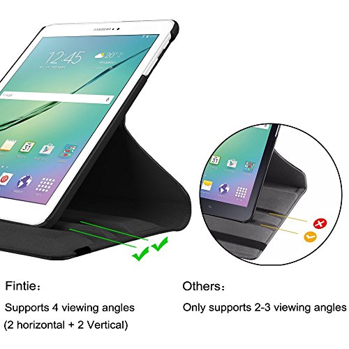 Fintie Samsung Galaxy Tab S2 9.7 Hülle – 360° drehbarer Stand Kunstleder Schutzhülle Case CoverTasche mit Ständerfunktion Auto Schlaf / Wach für Samsung Galaxy Tab S2 T810N / T815N / T813N / T819N 24,6 cm (9,7 Zoll) Tablet, Schwarz - 6