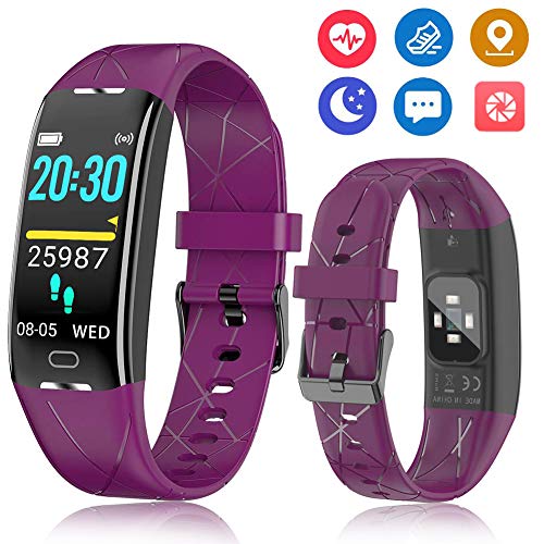 F-FISH 2019 Montre Connectée, Moniteur de fréquence Cardiaque IP68 résistant à l'eau, Moniteur de Sommeil, Calories, Bracelet de Sport GPS Podomètre Bracelet Intelligent Android et iOS Enfants