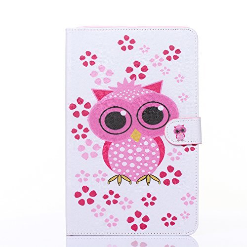 Etche Samsung Galaxy Tab E SM-T560/SM-T561 9.6 Zoll Hülle Cover, Bunte Muster Bookstyle PU Leder Tasche Schutzhülle Hülle Case Flip Wallet Case Ledertasche Standfunktion Hüllen Etui Schale für Samsung Galaxy Tab E SM-T560/SM-T561 9.6 Zoll mit Blau Eingabestift Bling glitzer Diamant Staubstecker(lila Eule)