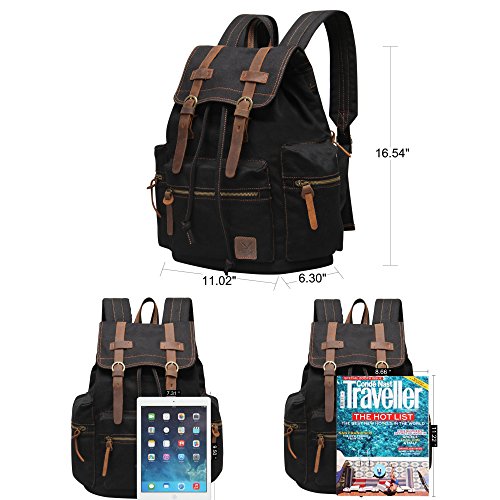 Veevan Herren Damen Vintage Canvas Rücksack Retro Schulrucksack Daypacks - 6