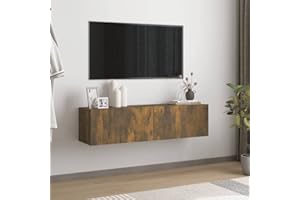 puraday Mobile TV a Parete 120x30x30cm Legno Ingegnerizzato Mobile Sospeso Mobile Tv Sospeso Mobile Tv A Parete Mobiletto Tv Parete Attrezzata Tv Pensile Sospeso Mobile Tv Soggiorno Rovere Fumo