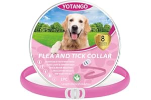 YOTANGO Flea Collar for Dogs, Flea and Tick Collar for Dogs, Flea Treatment for Dogs, Soft Adjustable Dog Flea Collars 8 Months Natural Protection, Waterproof Dog Flea Collars for Puppies Large Dogs Pink