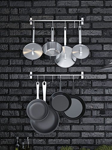 ConCo Küchenbesteck Küchenhelfer Set aus SUS304 Edelstahl Hängeleiste Küchenutensilien Kochzubehör Set 8 Haken – 50cm Doppel Schiene (50cm Single Schien) - 7
