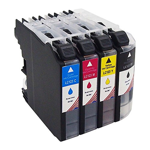 Toner kingdom 4er Pack (1 Set) Kompatibel Brother LC123 Tintenpatronen für Brother MFC-J6520DW DCP-J752DW DCP-J552DW MFC-J470DW DCP-J4110DW MFC-J4410DW MFC-J4510DW MFC-J4610DW MFC-J4710DW MFC-J650DW MFC-J6720DW MFC-J870DW DCP-J132W DCP-J152W DCP-J172W