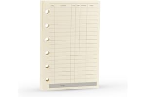 Harphia Recharge de papier A7 pour agenda A7, pour 6 anneaux Filofax, inserts de design comptable, 6 trous/100 g/m², taille de poche 4,84 x 3,23 cm