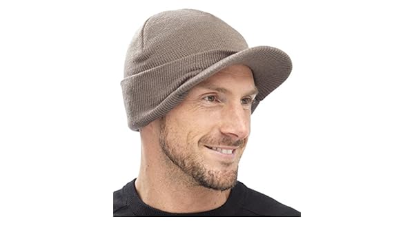 mens beanie hat with peak