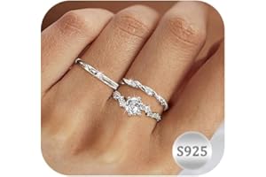 Aidenn 3 Stück Ring Silber 925 Damen Ringe Frauen Cubic Zirkonia Verlobungsring Damen Verstellbare Statement Ring Damen Stapelbare Daumenring Fingerring Set Schmuck