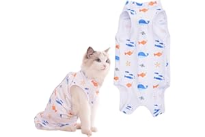 AFCJLTO Katzenbody Nach Op Kastration Haustier-medizinisches chirurgisches Hemd Operationsgenesungsanzüge für Katzen, Anti-Lecken Schutz für Bauch Wunden nach Kastration Chirurgie(Geeignet für 4–8 kg)