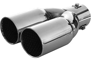 BOLOROMO Car Exhaust Tip Trim Tail Performance Sport Muffler End Pipe Stainless Steel Chrome Double Twin Universal