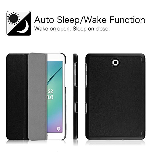 Fintie Samsung Galaxy Tab S2 8.0 Hülle Case – Ultra Schlank Superleicht Ständer Smart Shell Cover Schutzhülle Tasche mit Auto Schlaf / Wach Funktion für Samsung Galaxy Tab S2 8.0 T710 / T715 / T719 (8 Zoll) Tablet-PC, Schwarz - 2