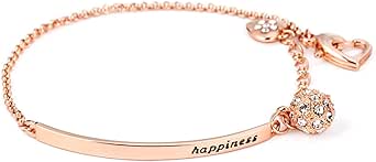BRACCIALE DONNA IN ACCIAIO CON CUORE ROSA E CRISTALLI BIANCHI