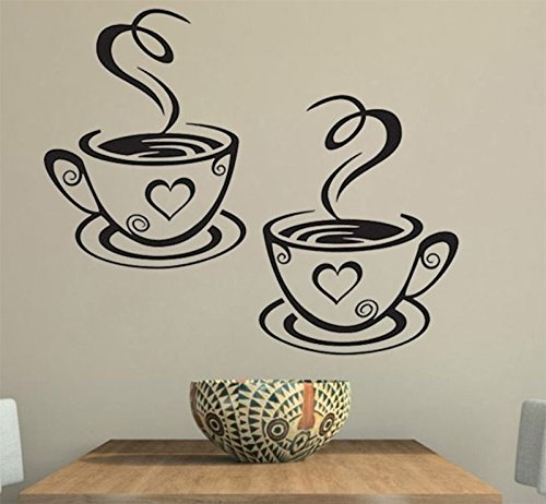 Lumanuby Wandtattoos Küche Wanddeko Kaffee Wandsticker Wandaufkleber für Glasfenster Café Esszimmer Und Restaurant - 8