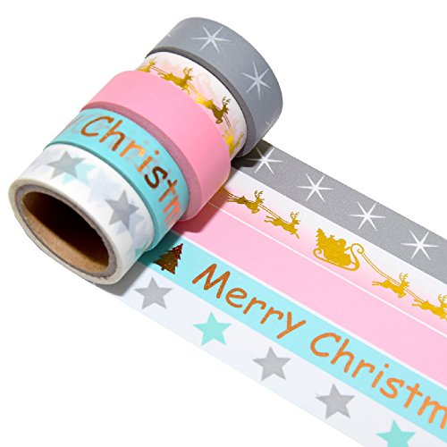 K-LIMIT 5er Set Washi Tape Dekoband Masking Tape Klebeband Scrapbooking Weihnachten Christmas 9460