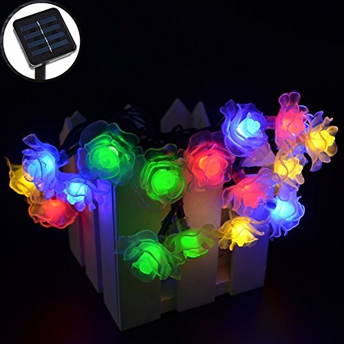 YIMIA Wasserdicht 30er LED Solar Blumenkette, 8 Leuchtmodi, 6 Meter Außenlichterkette