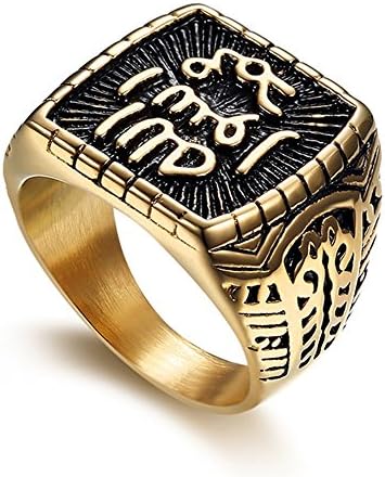 Mens Retrol Jewerly Titanium Steel Muslim Font Square Rings,Size Z