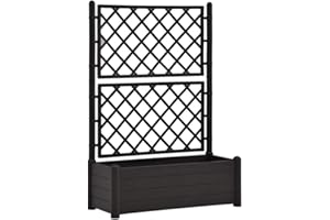vidaXL Jardinera con Enrejado Pérgola Arriate Macetero Caja de Flores Bandeja Plantas Jardín Porche Decoración Patio PP Gris Antracita 100x43x142 cm